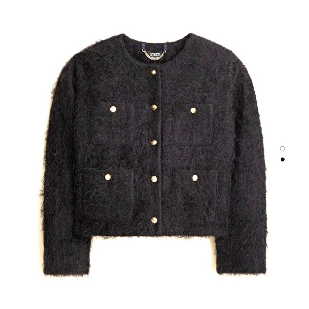 NWT J.Crew Collection Lady Jacket in Black Brushed Wool Blend 12 $348
